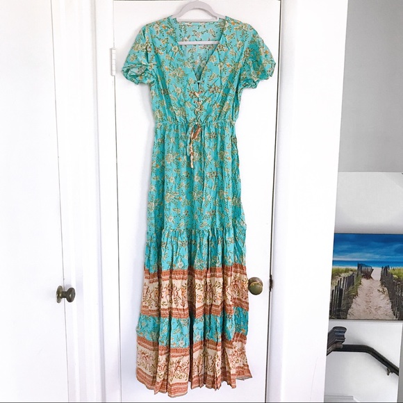 🦋 MINT BOHO FLORAL MAXI DRESS! - Picture 11 of 12